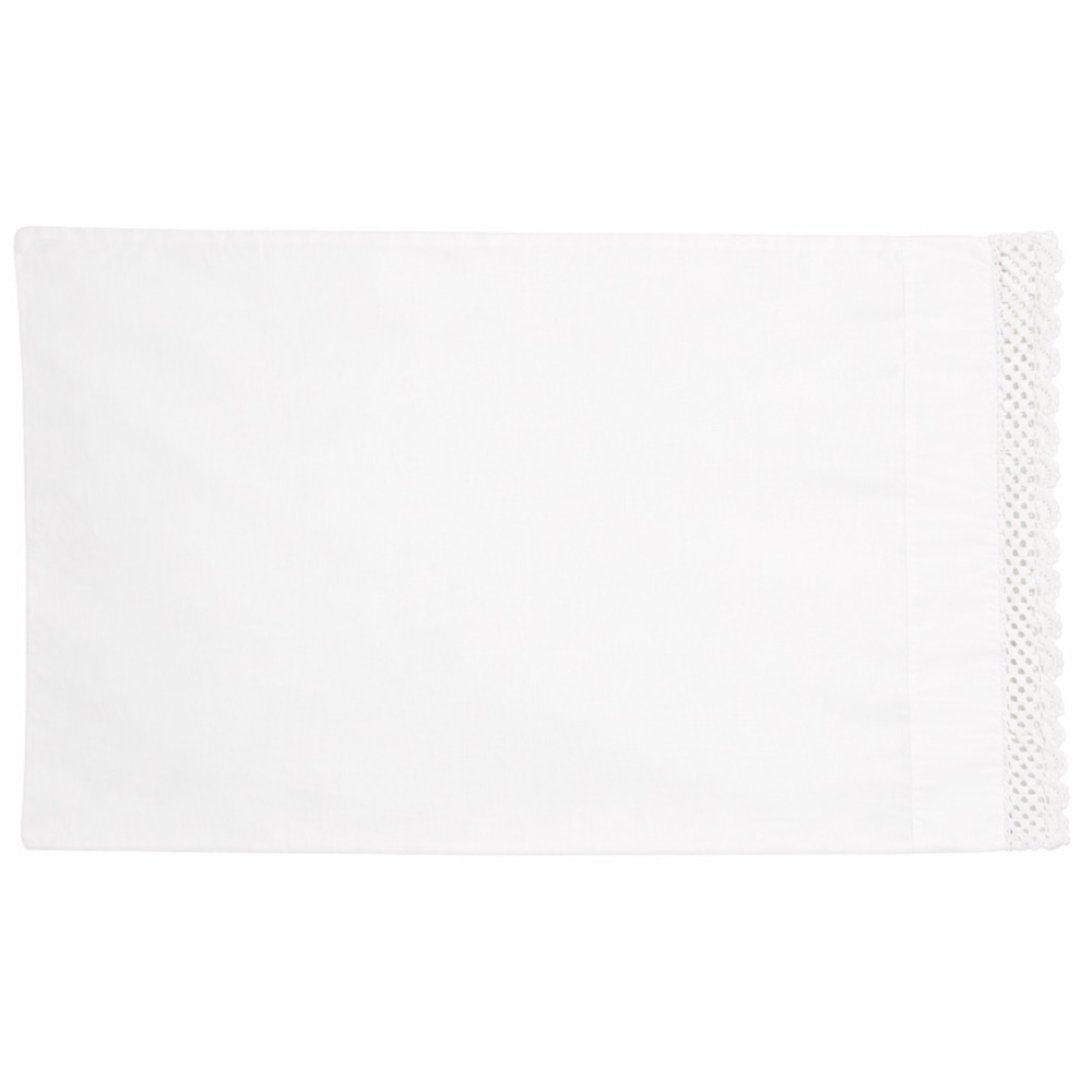 White Pillowcase With Crochet Edge